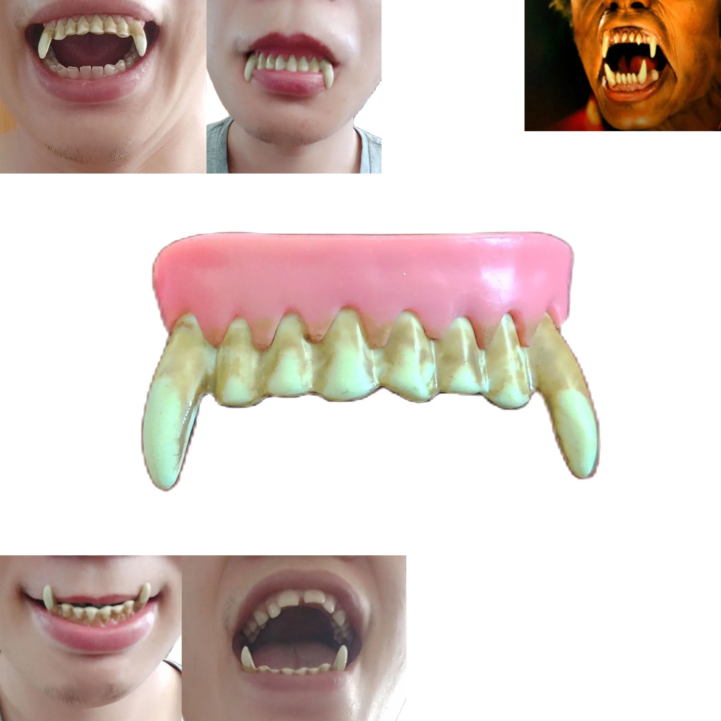 Costume adatto protesi Zombie fantasma vampiro denti pazzi zanne lupo mannaro Costume Cosplay denti finti per King Kong