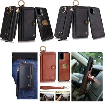 

Removable Handbag Multifunction PU Leather Zipper Wallet Card Bag Case For Samsung Galaxy S20 S20Plus S20Ultra Note10plus KS0553