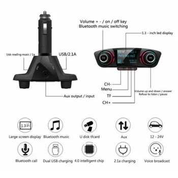

Aux Car player MP3 12V-24V With cable Accessories Handsfree FM Transmitter