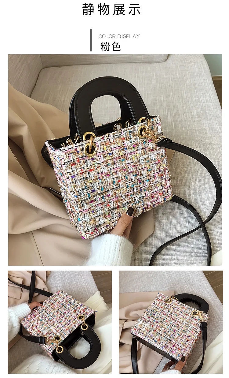 Шерстяная женская сумка осенняя и зимняя модная дама Tote Сумка шерстяная сумка через плечо Корейская роскошная дизайнерская брендовая сумка-мессенджер