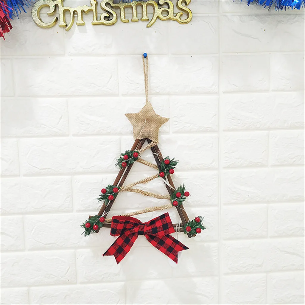 Рождественский венок, Рождественское украшение для дома, новогодний подарок, подвесной орнамент с рождественской елкой, гирлянда, вечерние принадлежности, домашний декор A30910