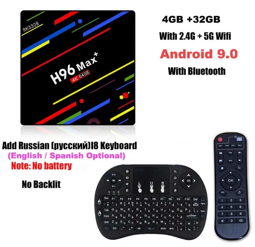 4G 32G Add I8RU H96 MAX Plus смарт ТВ коробка Android 9,0 tv box 4 Гб 64 Гб RK3328 смарт тв приставка 4 ядра 5G Wi-Fi 4 K 3D H.265 медиаплеер pro PK X96 MAX 8,1 андроид тв приставка - Цвет: 4G 32G Add I8RU