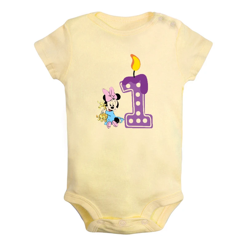 Милая Одежда для новорожденных мальчиков и девочек с надписью «I'm 1 Year Little mouse» на первый день рождения комбинезон с короткими рукавами - Цвет: ifBaby2805Y