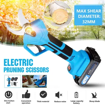

800W Electric Pruning Scissors 32mm 21V 2000mah Rechargeable Branch Cutter Garden Cutting Tool Garden Pruner with 2 Batterys