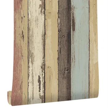 

3D three-dimensional vertical stripes wood board personalized restaurant restaurant background wall decoration wallpaper