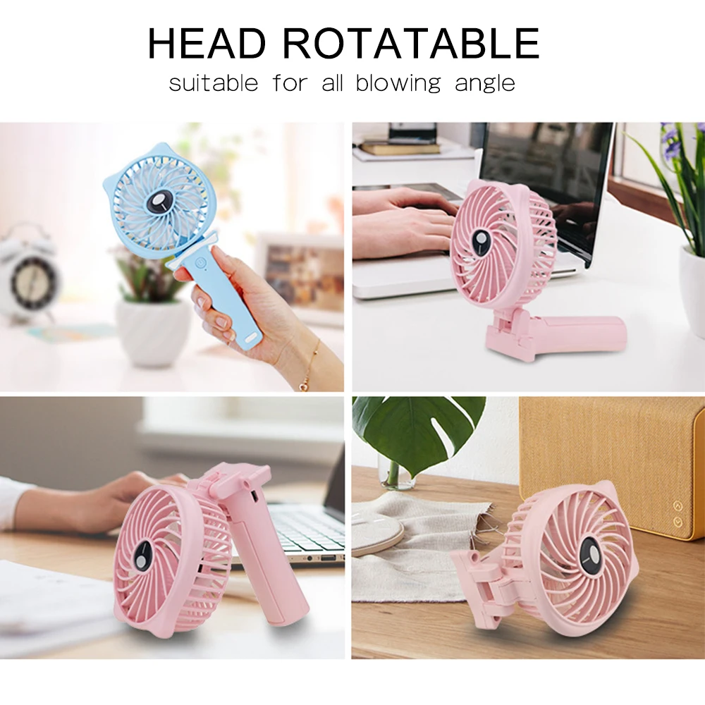 

Mini Portable Fan Handheld Fan Cooler Foldable USB Charging Mini Desk Air Fan Adjustable 3 Speed For Office Travel