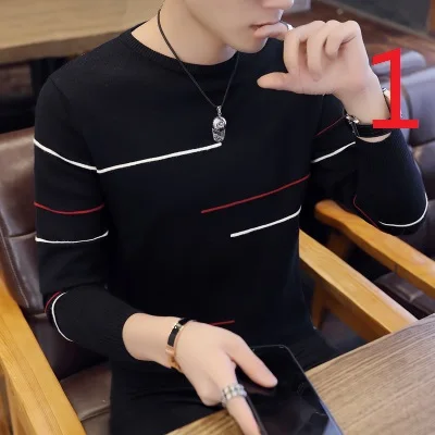 

Thick long-sleeved bottoming shirt tide men's mercerized cotton XL half-high collar embroidery T-shirt
