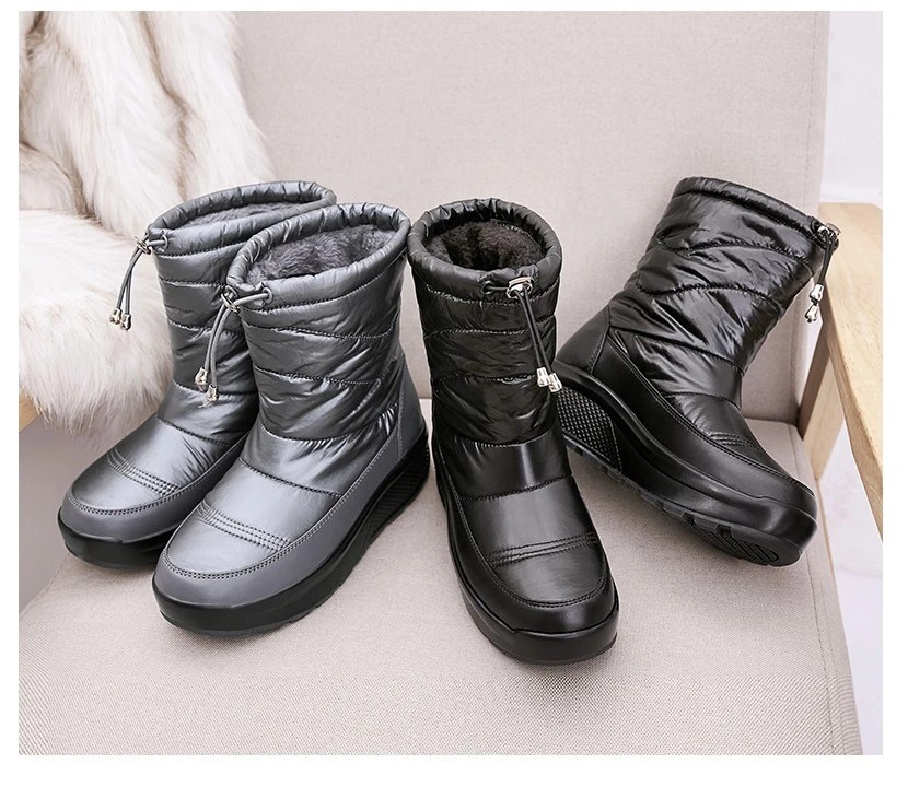 JIANBUDAN Водонепроницаемые зимние ботинки женские повседневные плюшевые непромокаемые ботинки на танкетке зимняя теплая женская обувь ботильоны больших размеров 35-42