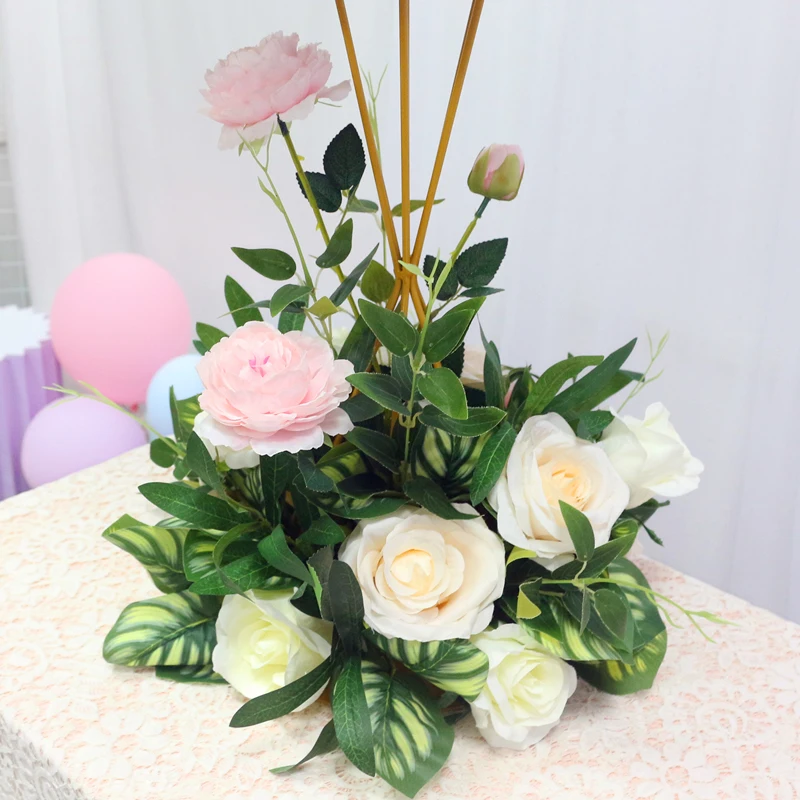 JAROWN 40cm Silk Artificial Rose Hydrangea Flower Ball Wedding Centerpieces Arrangement Decor Wedding Party Backdrop Flores Accessories (23)