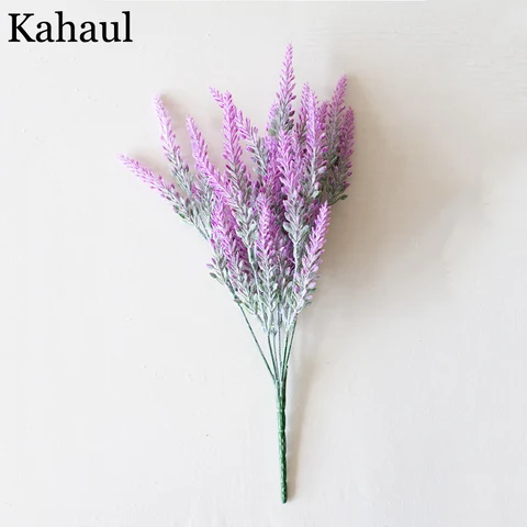 Plastic Artificial Flowers Romantic Provence Purple Bouquet with Green Leaves Wedding Home Table Decoration Fake Flower