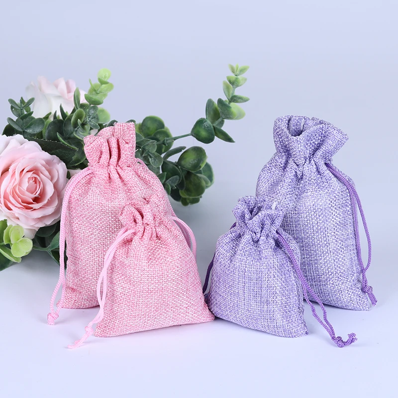 

10Pcs Jute Linen Bags For Jewelry Display Drawstring Pouch Gift Box Packaging Bags For Gift Bag Wedding/Christmas Burlap Bag Diy