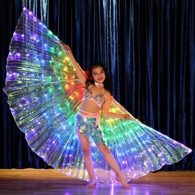 Belly led dance wings Isis wings led glow belly dance gadgets wings costume butterfly wings adult with adult children's sticks Five color