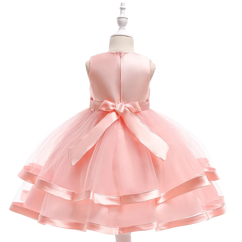 Новое Стильное детское платье, пышное газовое платье принцессы, юбка без рукавов с бусинами для девочек