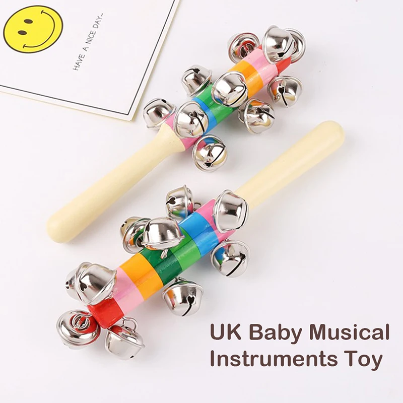 Детский Забавный Креативный детский музыкальный инструмент, деревянная погремушка, радужная рука, колокольчик, шейкер для младенцев, развивающие игрушки
