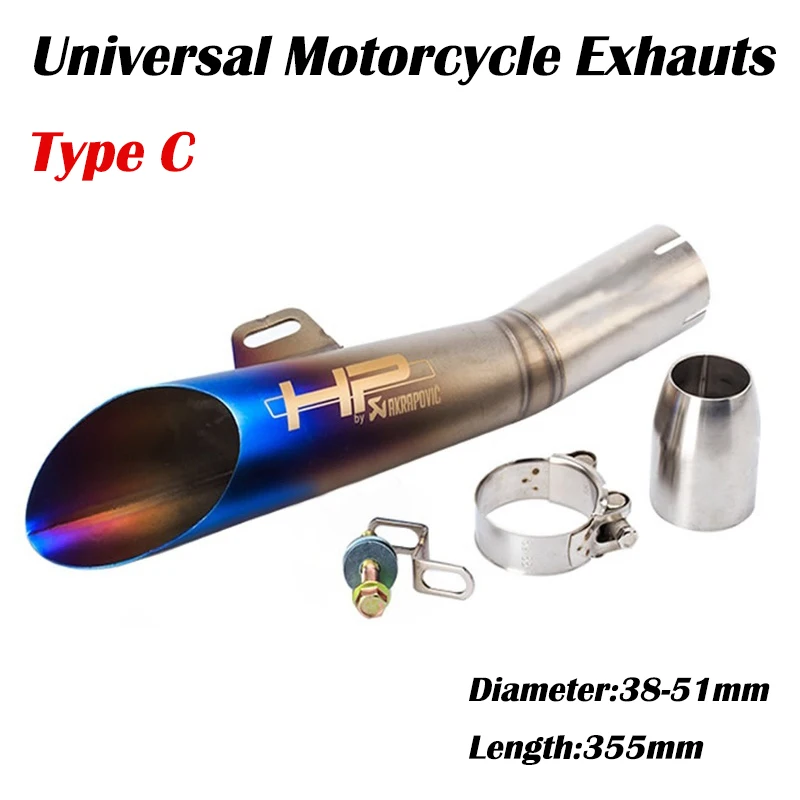 51 мм Универсальный мотоцикл hp Akrapovic выхлопная труба Escape скутер GP глушитель DB Killer Slip-on Moto Dirt Bike для R3 R6 MT03 - Цвет: C