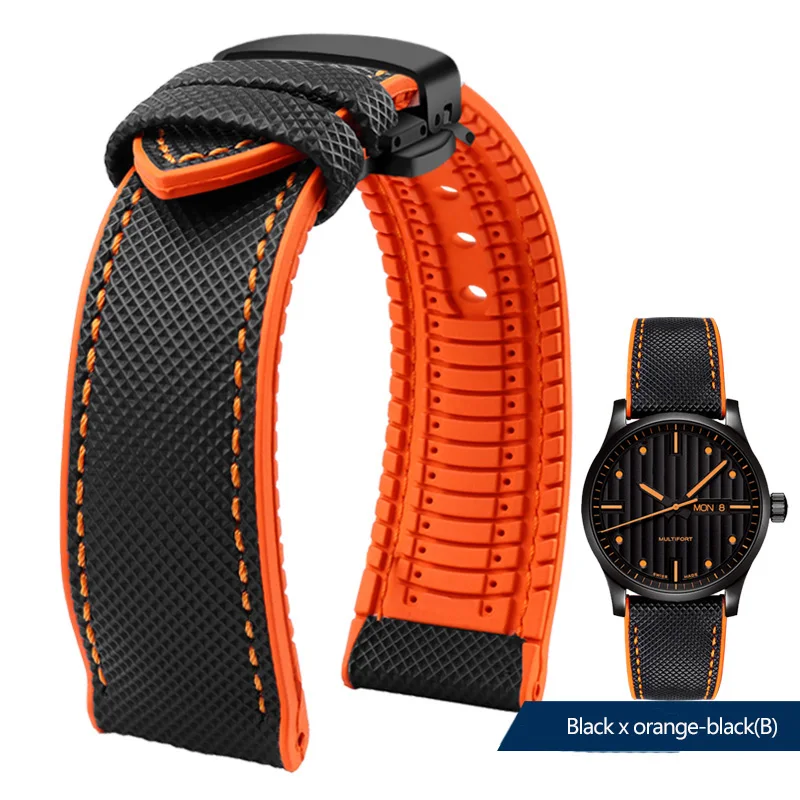 thumbnail image 1 of Correa de reloj de lona impermeable de caucho y silicona para deportes al aire libre de 19, 20, 21 y 22 mm de la serie Citizen Helmsman/Commander, 1 of 5