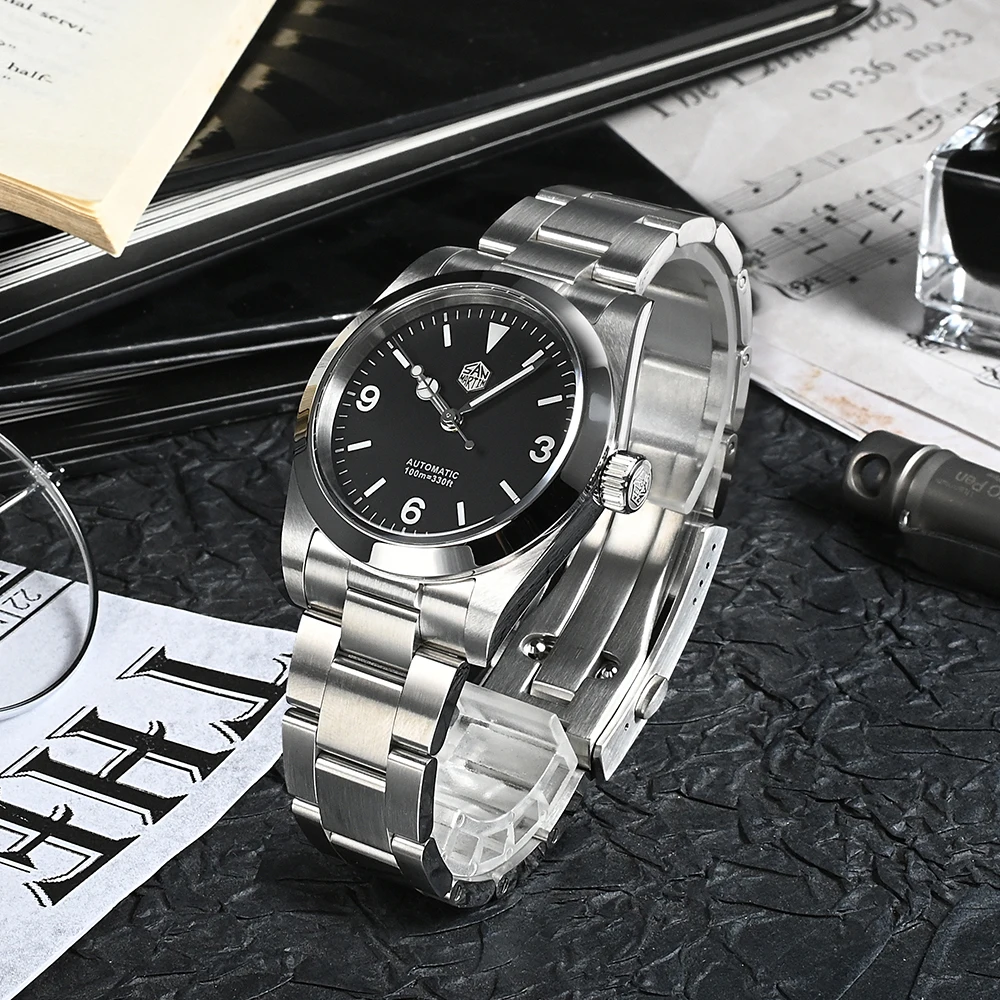 San Martin 36mm Explore Series Vintage Men Sport Watch Luxury Sapphire PT5000 Automatic Mechanical Self Winding Waterproof 100m