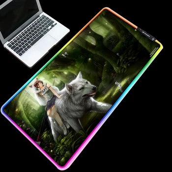 

ZSUXTC Large Size RGB Mouse Pad Cold Light LED Color Change USB Charging Boy Riding on Wolf Pandora Anime Computer Carpet
