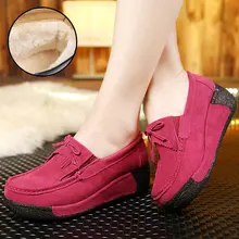 NKAVQI Для женщин замшевые Повседневные зимние ботинки женская обувь на плоской подошве на платформе; Мокасины, обувь Женская мода Плюшевые Теплые Тапки женские лоферы