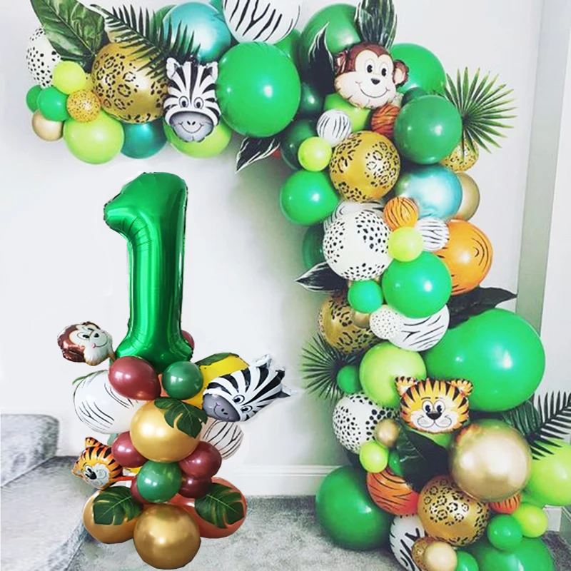 144pcs Safari festa di compleanno palloncini ghirlanda arco Kit giungla  palloncini animali bambini 1 2 3 4 5 6 7 8 9 anni decorazione di compleanno  - AliExpress