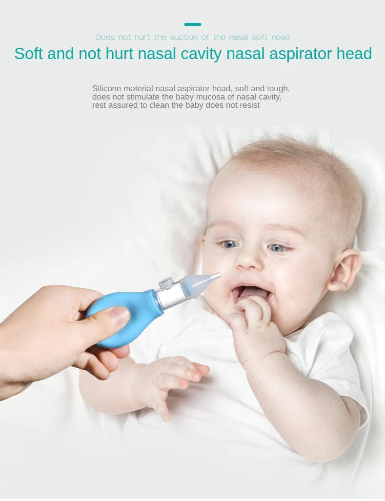 Neonatal Infant Silicone Nasal Aspirator Pump Type Cold Nasal Mucus Cleaner Antibackflow Baby Nasal Aspirator Safe Vacuum Sucker