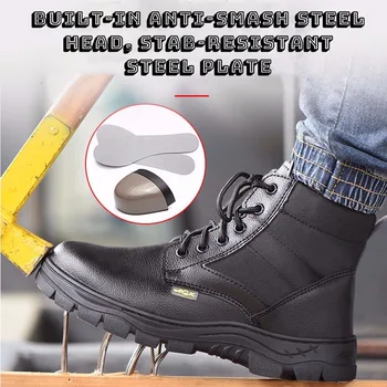 

2019 Men Industrial Construction Shoes Waterproof Steel Toe Puncture Proof Work Safety Indestructible Man Boots Hiking Sneakers