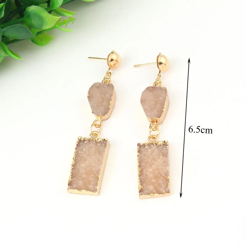 Bijoux Geometric Wedding Druzy Resin Earrings Drop Earrings For Women Jewelry Statement Pendientes Mujer Moda 2019 Ohrringe (11)