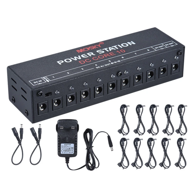 

ABZB-MOSKY DC-CORE10 Mini Guitar Effect Power Supply for 9V 12V 18V Ten Isolated Outputs Compact Portable Guitar Parts & Accesso