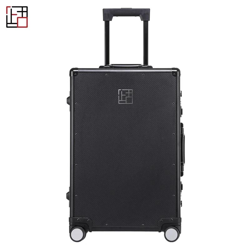Brand Luxury New Design Carry On Suitcase Aluminum Magnesium Alloy Travel Rolling Luggage Silent Boarding Case TSA Lock