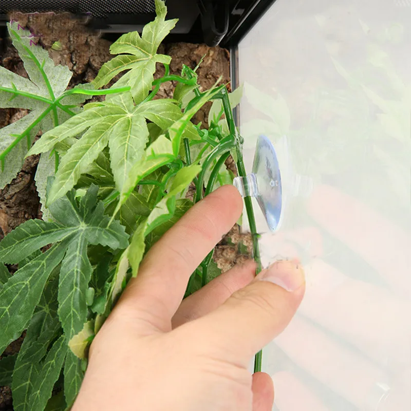 50cm Artificial Climbing Pet Box Adsorption Plant Fish Tank Fake Leaf Vine Crawler Rainforest Water Glass Landscaping Decor | Дом и сад