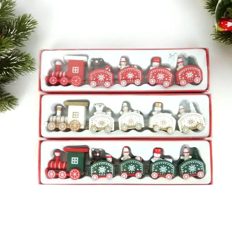 Christmas Wooden/Plastic Train Merry Christmas Decor for Home Xmas Santa Claus Gifts for Kids Navidad Happy New Year