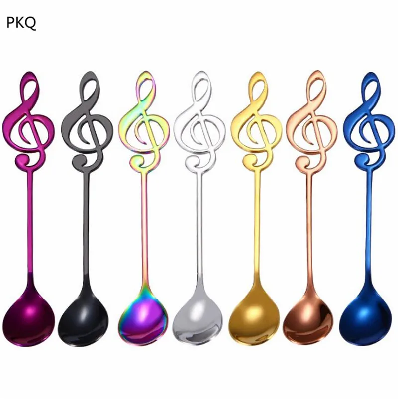 Note Shaped кофейная ложка из нержавеющей стали чайная ложка с длинной ручкой столовые приборы домашняя кухонная посуда для питья десертное Мороженое ложка