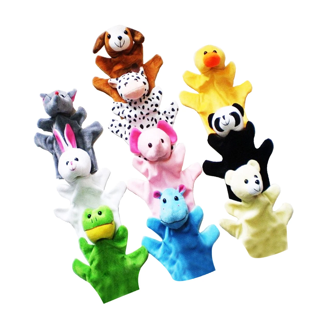 10Pcs Baby Kids Plush Cloth Play Game Story Family Finger Hand Puppets Toys