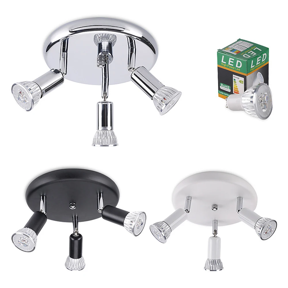 

3 Heads LED Ceiling Light Round 110V 220V AC 12W GU10 Modern Ceiling Lamp LED Light 360°Adjustable Fitting