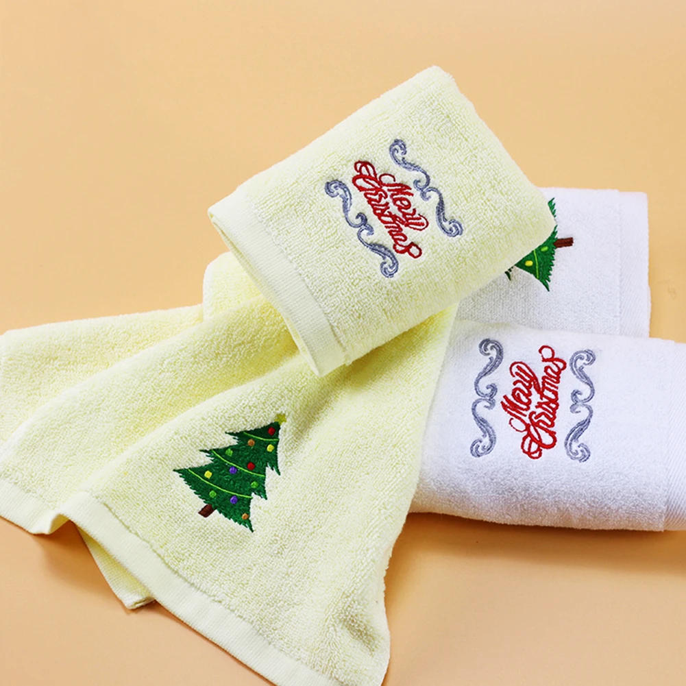 Рождественское полотенце, подарок, Вышитое Рождественское дерево, полотенце, кухонное полотенце, хлопковое мягкое чистящее полотенце для душа, водопоглощающая ткань