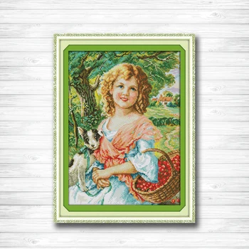 

Picking fruit girl decor diy painting counted print on canvas DMC 11CT 14CT kits Chinese Cross Stitch embroidery needlework Sets