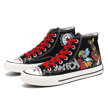 

TaoBo Four Seasons Men Skateboarding Shoes Graffiti Canvas Flat shoes Boy Student Trend High-top shoe Breathable Mesh