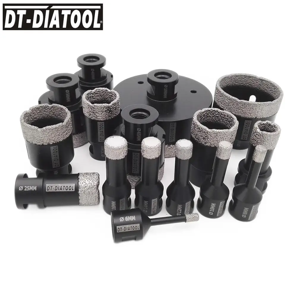 DT-DIATOOL 1pc de vacío seco soldadas de diamantes de brocas de sierra de cerámica cortadora de orificios en baldosas de mármol, granito brocas con M14 hilo