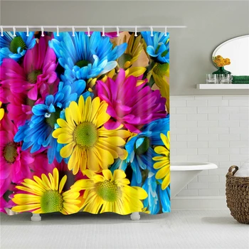 

Flowers Bath Shower Curtains 3D Printing Waterproof Custain For Bathroom High Quality Polyester Bath Screen Home Decoration