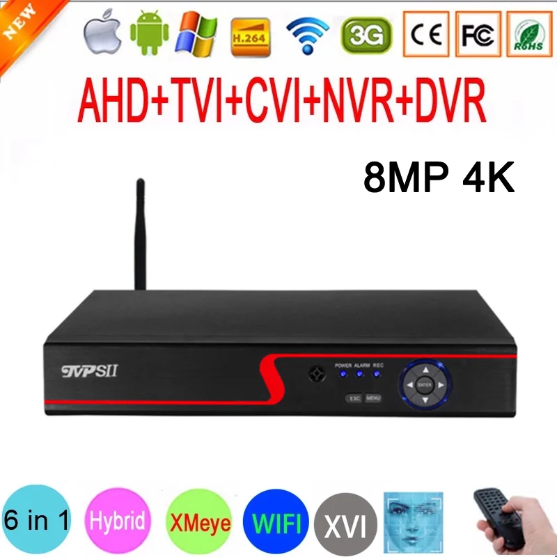 8MP 4K Red Panel XMeye Hi3531D H.265+ Audio 4CH 4 Channel 8CH 8 Channel Hybrid Coaxial 6 in 1 XVI TVI CVI NVR WIFI AHD CCTV DVR main picture