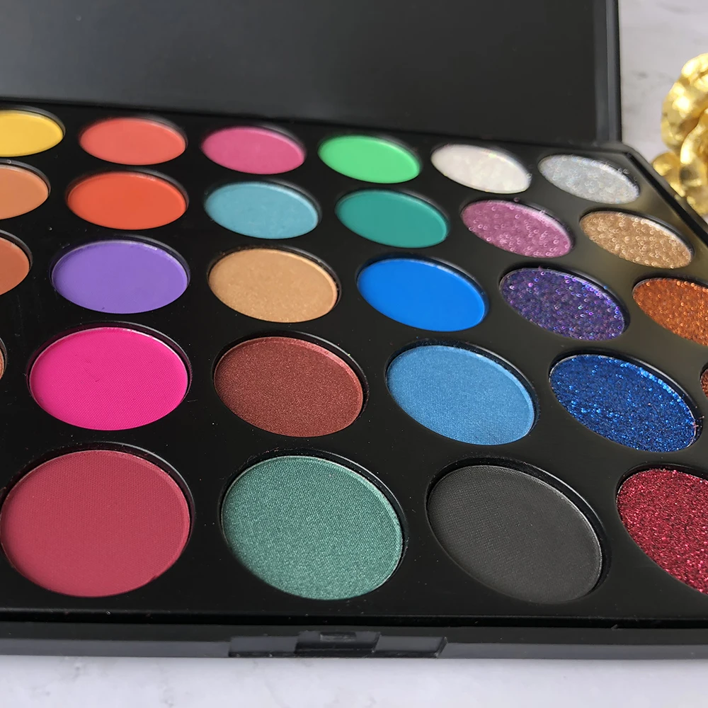 35 Color Matte Shimmer Glitter Eyeshadow Makeup Palette OEM Custom Printed Your Logo Cosmetic Set