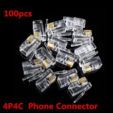 Connecteurs de réseau plaqués or, 100 pièces, tête en cristal, prise modulaire RJ11 4P4C