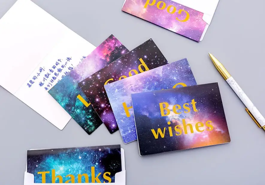 2 шт Звездное небо поздравительные открытки Канцелярские конверты Письмо Бумага Поли Мейлер пользовательская упаковка для отправки