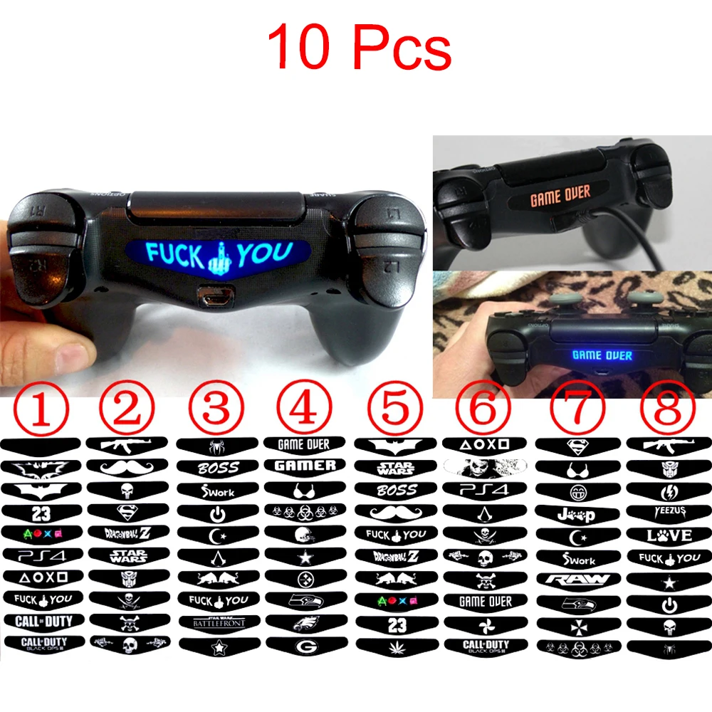 

10Pcs/lot LED Light Bar Skin Sticker For Playstation4 PS4 Custom Game Light Bar Sticker for PS4 Dualshock Controller Decals