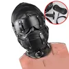 Leather SM Hood for Sex,BDSM Mask Removable Dildo Ball Gag Blindfold,Large Mouth and Eyes Hole Bondage 1