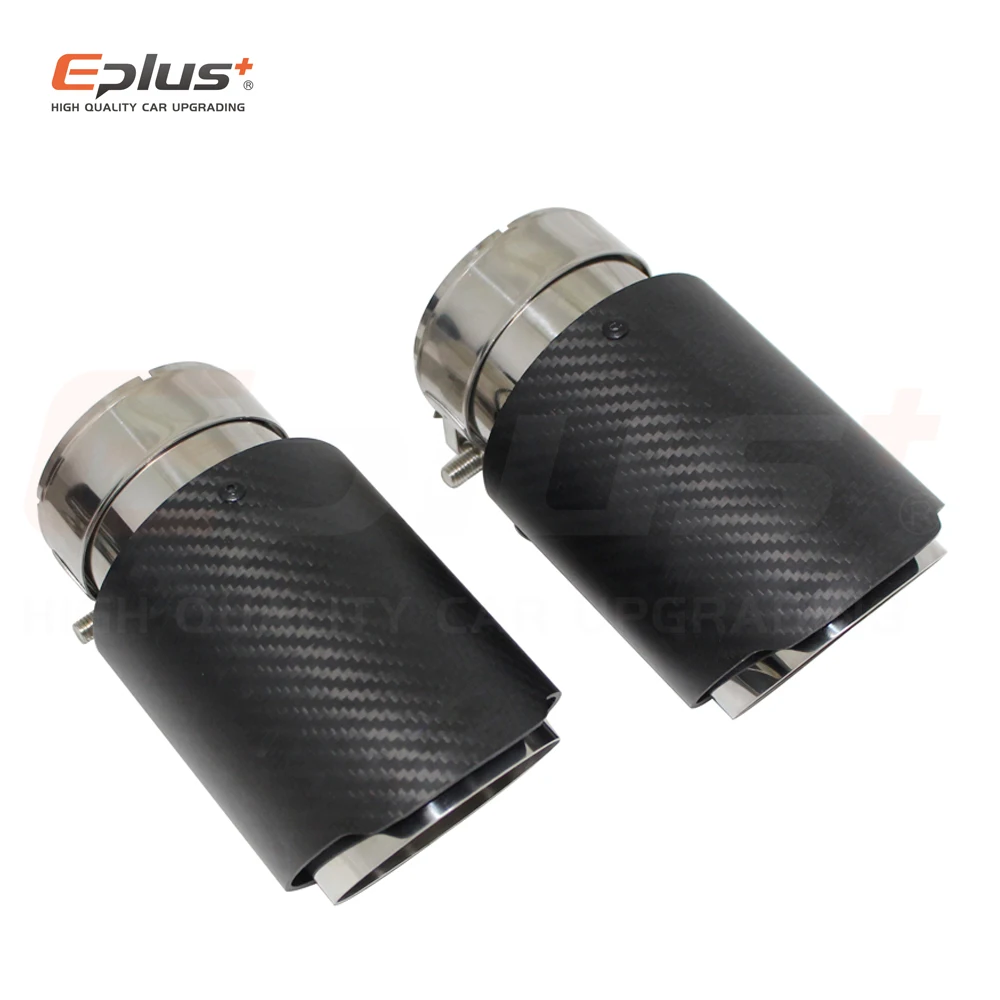 Car Carbon Fibre Matte Exhaust System Muffler Pipe Tip Straight Universal Silver Stainless Mufflers Decorations For Akrapovic