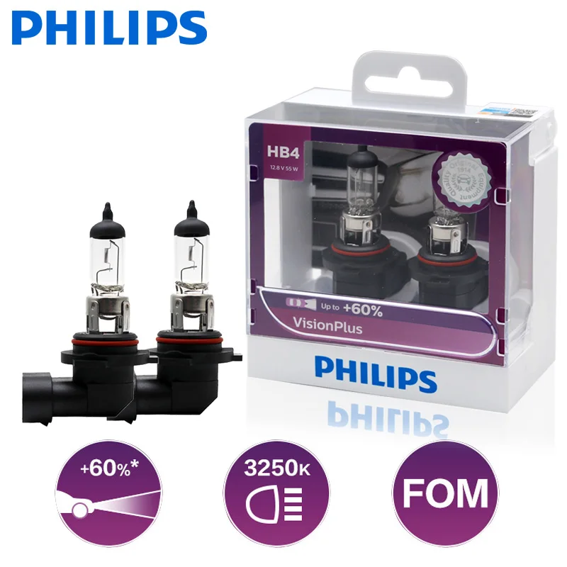 2 шт. галогенные автомобильные лампы Philips HB4 12 В 55 Вт 3250 к|Лампы для автомобильных
