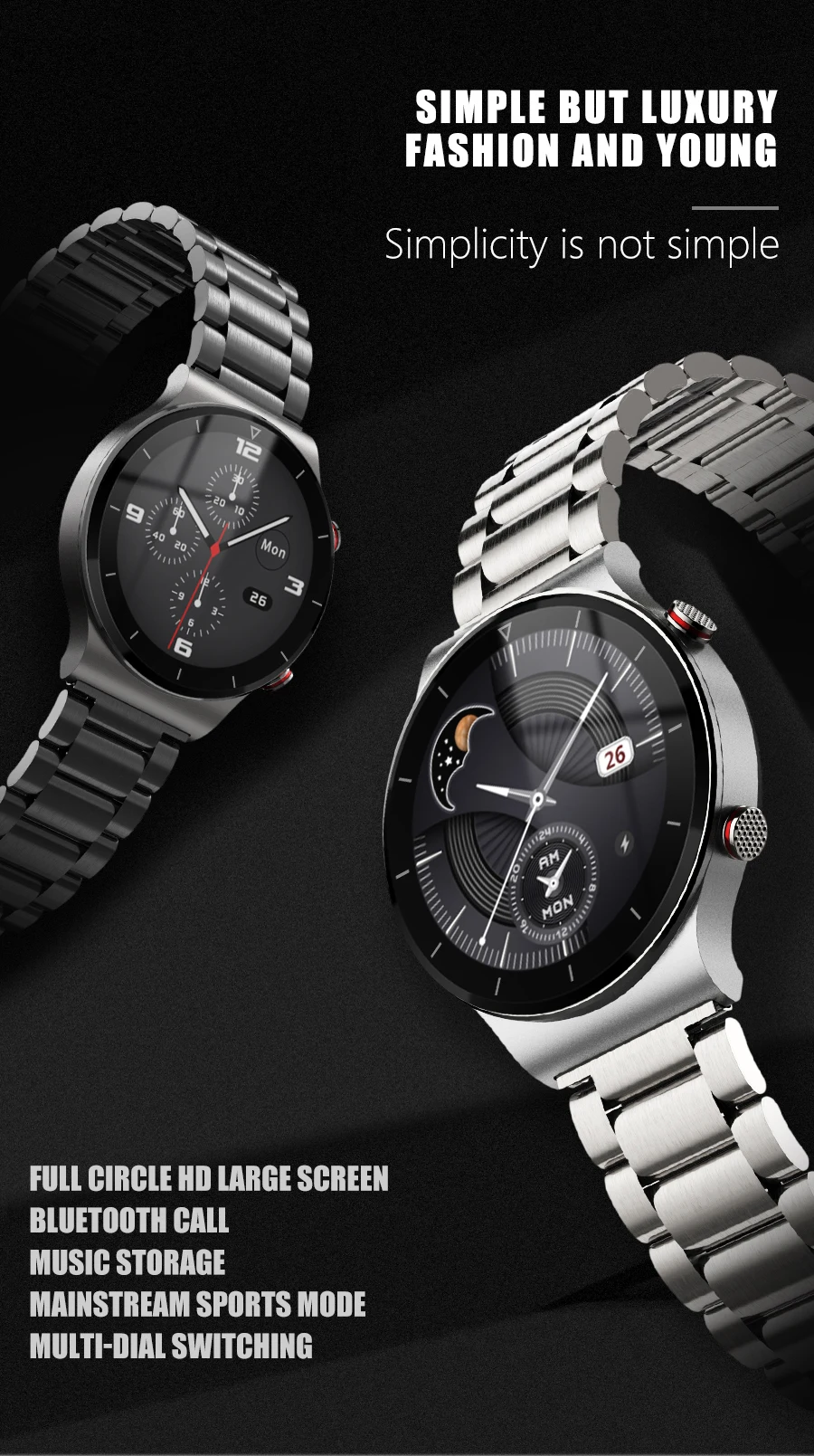 Men's Smart watch Sports watch Full screen touch Bluetooth call Heart rate monitoring IP67 waterproof For men 1 H05b198352fda4b5a9be0225b0eb8a403Y