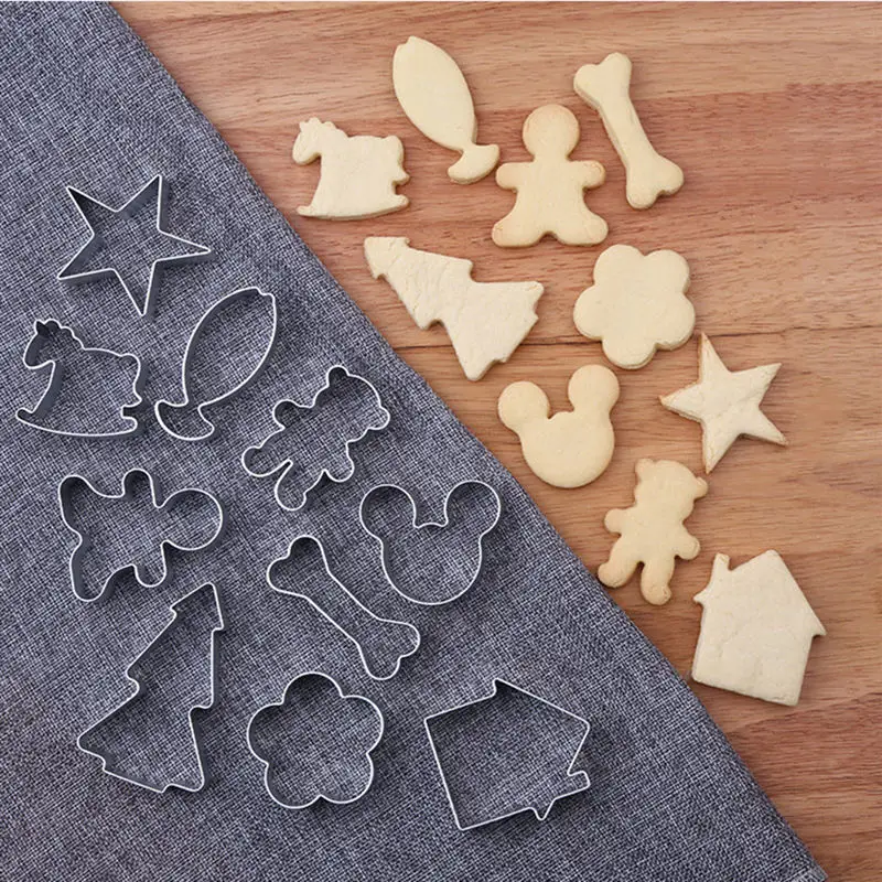 

10 Pieces Cookie Stainless Steel Fondant Cake Biscuit Mould DIY 3D Pastry Cookie Cutters Cake Decorating Baking Tools Ice mold