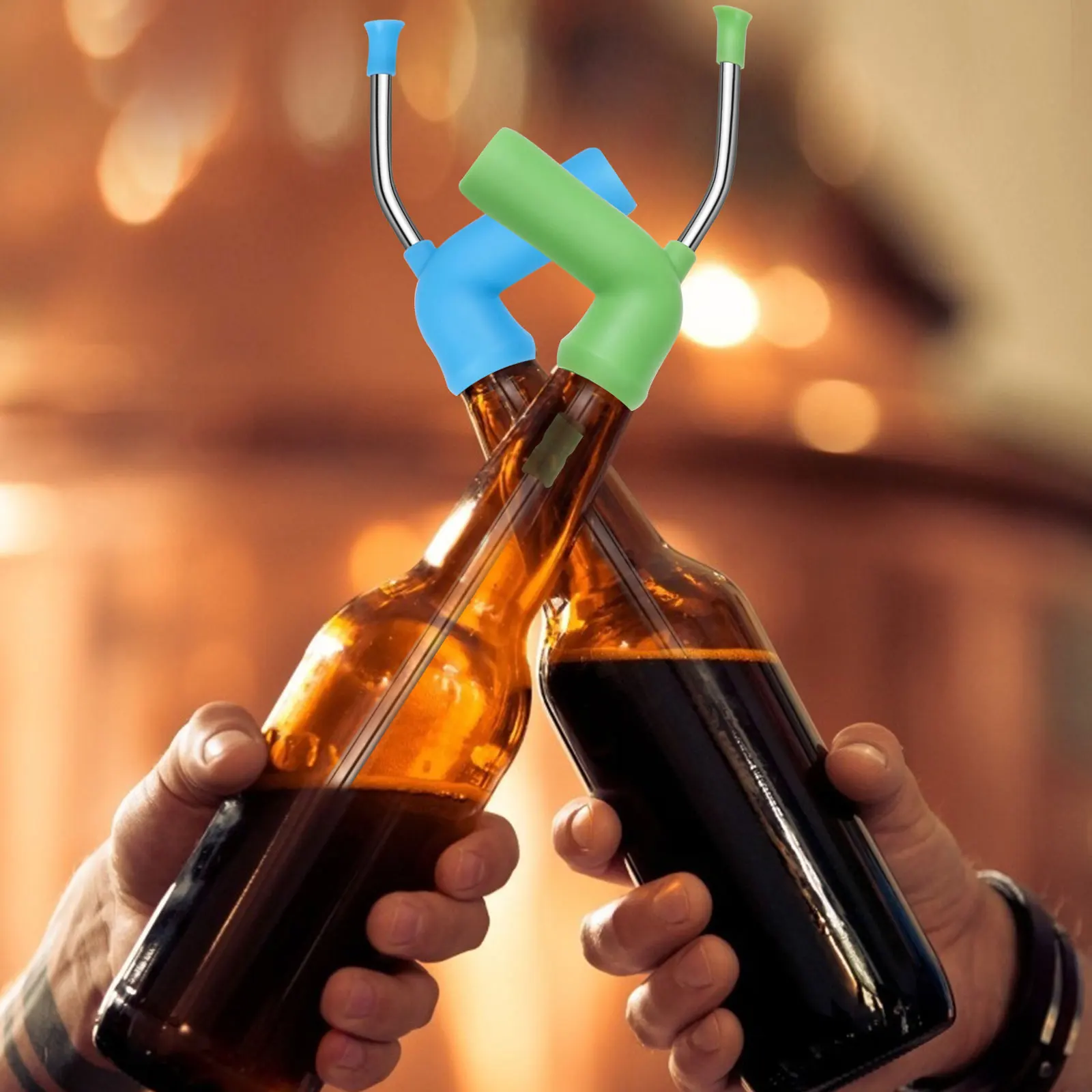 Beer Snorkel Bong 2 Pieces Drink Snorkel, Blue and Black Bottle Snorkel